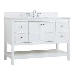 Elegant Decor Theo 48&quot Solid Wood Single Bathroom Vanity w/ Backsplash in White
