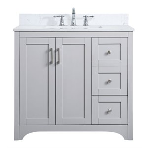 Elegant Decor Moore 36&quot MDF Single Bathroom Vanity with Backsplash in Gray