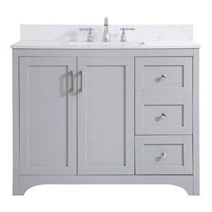 Elegant Decor Moore 42&quot MDF Single Bathroom Vanity with Backsplash in Gray