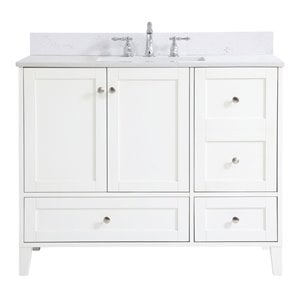 Elegant Decor Sommerville 42&quot MDF Single Bathroom Vanity with Backsplash - White