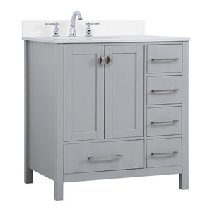 Elegant Decor Irene 32&quot Solid Wood Single Bathroom Vanity w/ Backsplash in Gray