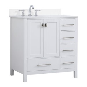 Elegant Decor Irene 32&quot Solid Wood Single Bathroom Vanity w/ Backsplash in White