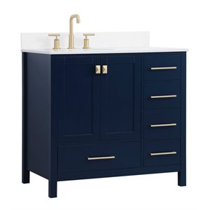 Elegant Decor Irene 36&quot Solid Wood Single Bathroom Vanity w/ Backsplash in Blue