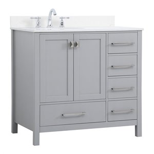 Elegant Decor Irene 36&quot Solid Wood Single Bathroom Vanity w/ Backsplash in Gray