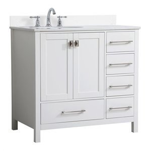 Elegant Decor Irene 36&quot Solid Wood Single Bathroom Vanity w/ Backsplash in White