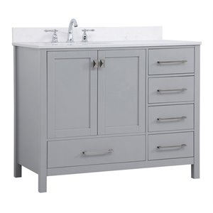 Elegant Decor Irene 42&quot Solid Wood Single Bathroom Vanity w/ Backsplash in Gray