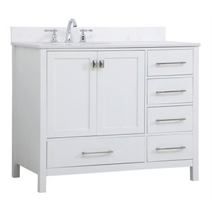 Elegant Decor Irene 42&quot Solid Wood Single Bathroom Vanity w/ Backsplash in White
