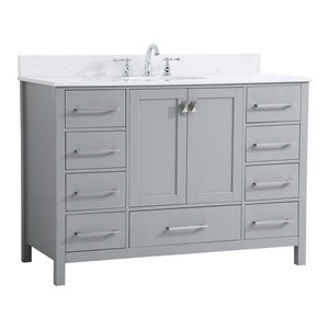 Elegant Decor Irene 48&quot Solid Wood Single Bathroom Vanity w/ Backsplash in Gray