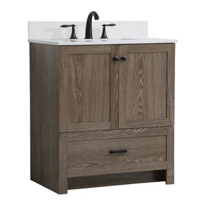 Elegant Decor Soma 30&quot MDF Single Bathroom Vanity w/ Backsplash in Weathered Oak
