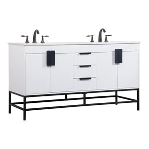 Elegant Decor Eugene 60&quot Aluminum and MDF Double Bathroom Vanity in White