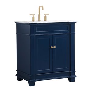 Elegant Decor Wesley 30&quot Steel and Solid Wood Single Bathroom Vanity Set in Blue