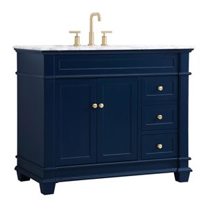 Elegant Decor Wesley 42&quot Steel and Solid Wood Single Bathroom Vanity Set in Blue
