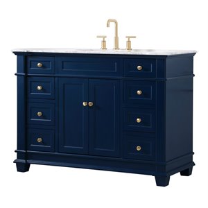 Elegant Decor Wesley 48&quot Steel and Solid Wood Single Bathroom Vanity Set in Blue