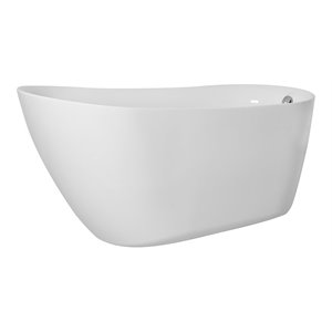 Elegant Decor Chantal 59&quot Iron and Nylon Soaking Single Slipper Bathtub in White