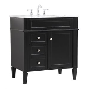 Elegant Decor Park Avenue 32&quot Solid Wood & Metal Single Bathroom Vanity in Black