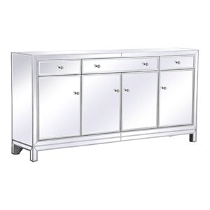 Elegant Decor Reflexion 72&quot Metal and MDF Mirrored Credenza in Antique Silver