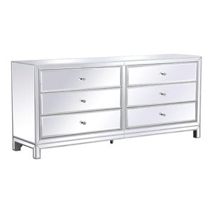 Elegant Decor Reflexion 72&quot Metal and MDF Mirrored Six-Drawer Dresser in Silver