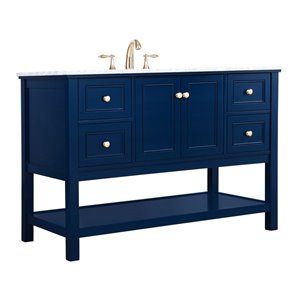 Elegant Decor Metropolis 48&quot Solid Wood and Metal Single Bathroom Vanity in Blue