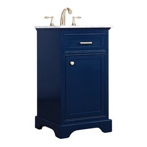 Elegant Decor Americana 19&quot Solid Wood and Metal Single Bathroom Vanity in Blue