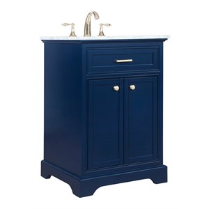 Elegant Decor Americana 24&quot Solid Wood and Metal Single Bathroom Vanity in Blue