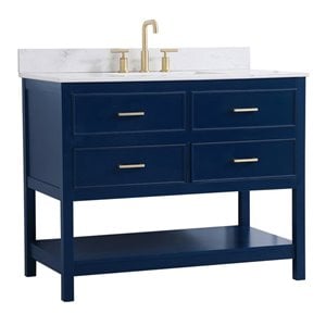 Elegant Decor Sinclaire 42&quot MDF Single Bathroom Vanity with Backsplash in Blue