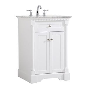 Elegant Decor Clarence 24&quot Solid Wood and Metal Single Bathroom Vanity in White