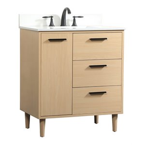 Elegant Decor Baldwin 30&quot Solid Wood Bathroom Vanity with Backsplash in Maple