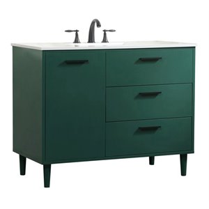 Elegant Decor Baldwin 42&quot Solid Wood and MDF Bathroom Vanity in Green