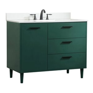 Elegant Decor Baldwin 42&quot Solid Wood Bathroom Vanity with Backsplash in Green