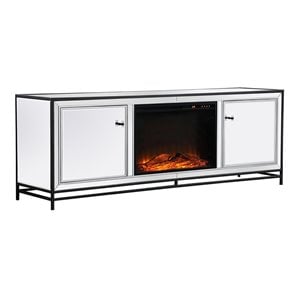 Elegant Decor James TV Stand for TVs up to 65&quot with Wood Fireplace in Black