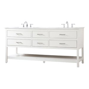 Elegant Decor Sinclaire 72&quot Aluminum Alloy & MDF Double Bathroom Vanity in White