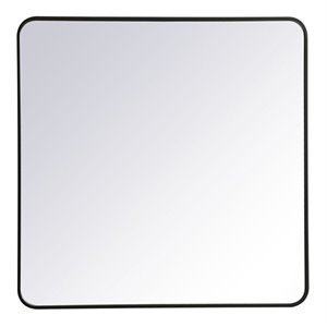 Elegant Decor Evermore 36x36&quot Soft Corner Metal Rectangular Mirror in Black