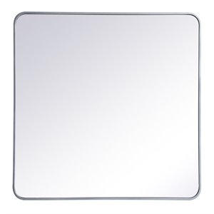 Elegant Decor Evermore 36x36&quot Soft Corner Metal Rectangular Mirror in Silver