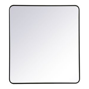 Elegant Decor Evermore 36x40&quot Soft Corner Metal Rectangular Mirror in Black