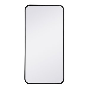 Elegant Decor Evermore 18x36&quot Soft Corner Metal Rectangular Mirror in Black