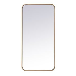 Elegant Decor Evermore 18x36&quot Soft Corner Metal Rectangular Mirror in Brass