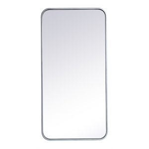 Elegant Decor Evermore 18x36&quot Soft Corner Metal Rectangular Mirror in Silver