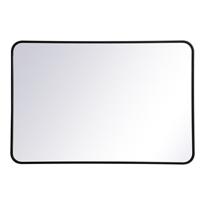 Elegant Decor Evermore 27x40&quot Soft Corner Metal Rectangular Mirror in Black