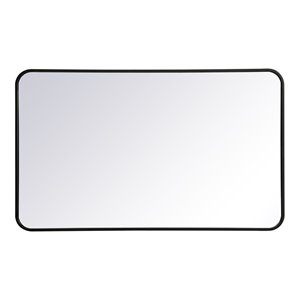 Elegant Decor Evermore 24x40&quot Soft Corner Metal Rectangular Mirror in Black