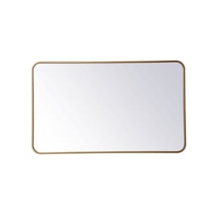 Elegant Decor Evermore 24x40&quot Soft Corner Metal Rectangular Mirror in Brass