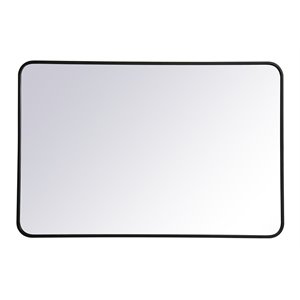 Elegant Decor Evermore 28x42&quot Soft Corner Metal Rectangular Mirror in Black