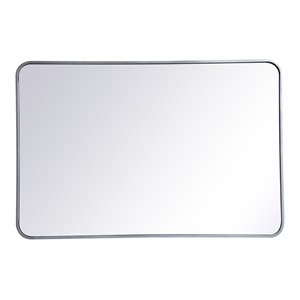 Elegant Decor Evermore 28x42&quot Soft Corner Metal Rectangular Mirror in Silver