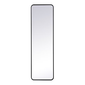 Elegant Decor Evermore 18x60&quot Soft Corner Metal Rectangular Mirror in Black