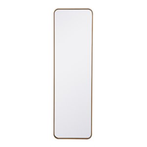 Elegant Decor Evermore 18x60&quot Soft Corner Metal Rectangular Mirror in Brass