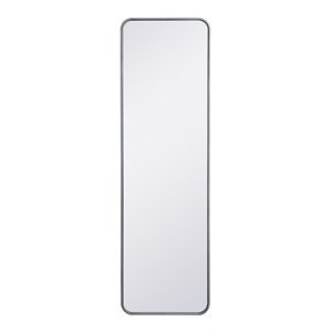 Elegant Decor Evermore 18x60&quot Soft Corner Metal Rectangular Mirror in Silver