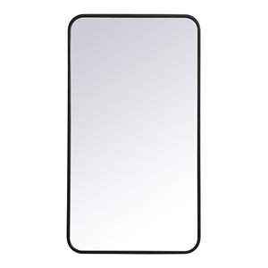 Elegant Decor Evermore 20x36&quot Soft Corner Metal Rectangular Mirror in Black