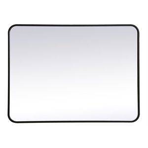 Elegant Decor Evermore 27x36&quot Soft Corner Metal Rectangular Mirror in Black