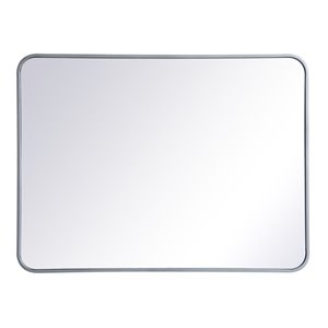 Elegant Decor Evermore 27x36&quot Soft Corner Metal Rectangular Mirror in Silver
