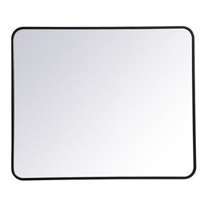 Elegant Decor Evermore 30x36&quot Soft Corner Metal Rectangular Mirror in Black