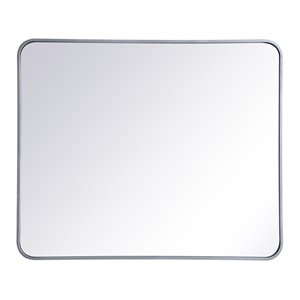 Elegant Decor Evermore 30x36&quot Soft Corner Metal Rectangular Mirror in Silver